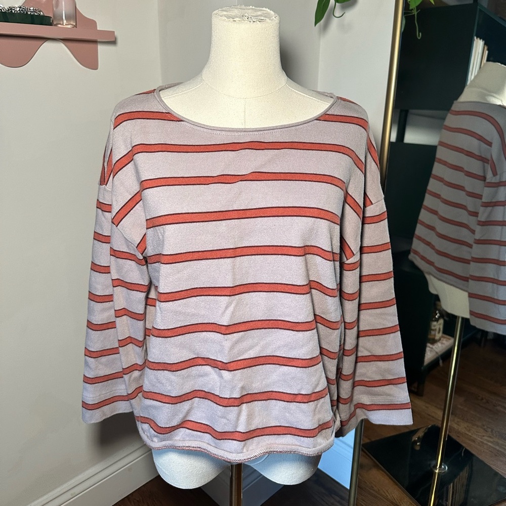 Madewell 3/4 Length Striped Top